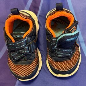 Skechers Toddler SKX Sneakers, Size 5, Blue & Orange, Baby Shoes with Velcro
